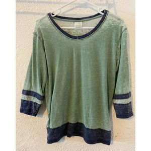 Exist Green & Blue Burnout Baseball Tee (L)